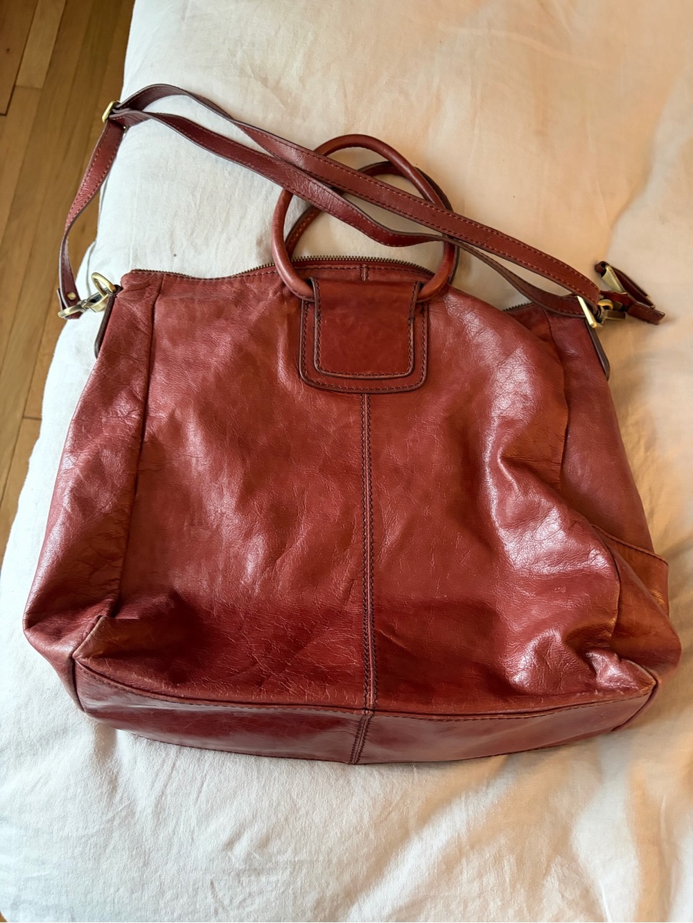HOBO Burnt Orange Leather Satchel Tote